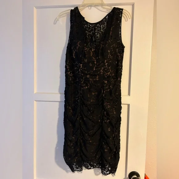 Eliza J | Dresses | Black Lace Dress With Nude Slip Under | Poshmark